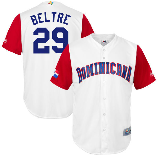 customized Men Dominican Republic Baseball #29 Adrian Beltre White 2017 World Baseball Classic Replica Jersey->->MLB Jersey